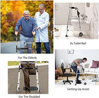 Goplus Folding Walker for Seniors, Lightweight Standard Walker with 5’’ Wheels, Seat and Arm Rest Pad, Height Adjustable Platform Walker, Standing & Walking Mobility Aid for Elderly Handicap Disabled