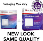 HEALQU Island Dressing - 6"x6", 30 Count - Bordered Gauze Sterile Individually Wrapped Gauze Pads, Water-Resistant, Non-Woven Backing - Soft and Breathable Wound Dressing for First Aid and Medical