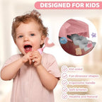 U-Shaped Toothbrush for Kids Ages 2-7, Soft Food-Grade Silicone for Sensitive Gums, 360 Teeth Cleaning Design, Training & Travel-Friendly Toddler's Toothbrush (Pink)