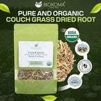 Biokoma Organic Couch Grass Dried Cut Root 1.76oz USDA Organic Herbal Tea Elymus Repens Rhizome Loose Herb Urinary Kidney Bladder Support Resealable Pouch No Additives No Preservatives Non GMO Kosher