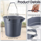 Didaey 6 Pcs 2.5 Gallon Bucket for Cleaning Plastic Heavy Duty Clean Bucket with Handle and Spout Industrial Storage Container(Grey)