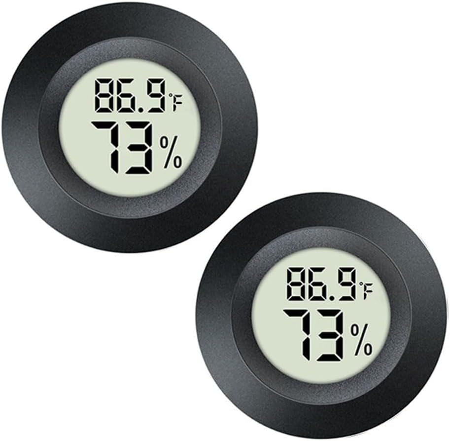 JEDEW 2 Pack Hygrometer Thermometer Digital Humidity Meter Indoor/Outdoor Humidity Monitor Reptile Thermo-Hygrometer for Greenhouse Humidors Terrarium Jars, Fahrenheit (℉) /Celsius(℃) (2)