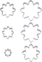 6pcs Metal Daisy Floral Cookie Cutters Set, Stainless Steel Five Petal Flower Shaped Summer Biscuit Shaper Molds Stamp Tool for Baking Fondant Sandwich Making Cake(Style A)