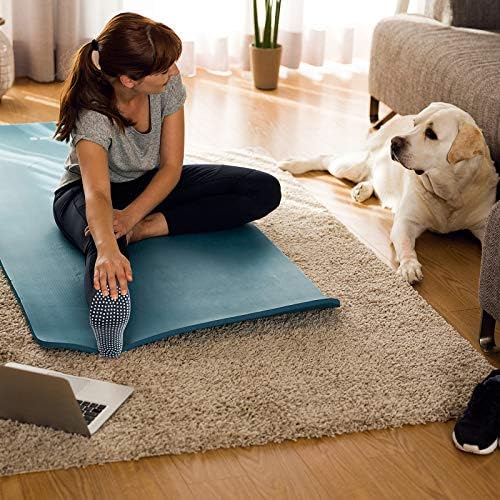 Geyoga 5 Pairs Non Slip Socks for Men Women Grip Socks with Cushion Unisex for Yoga Pilates Barre Home Workout