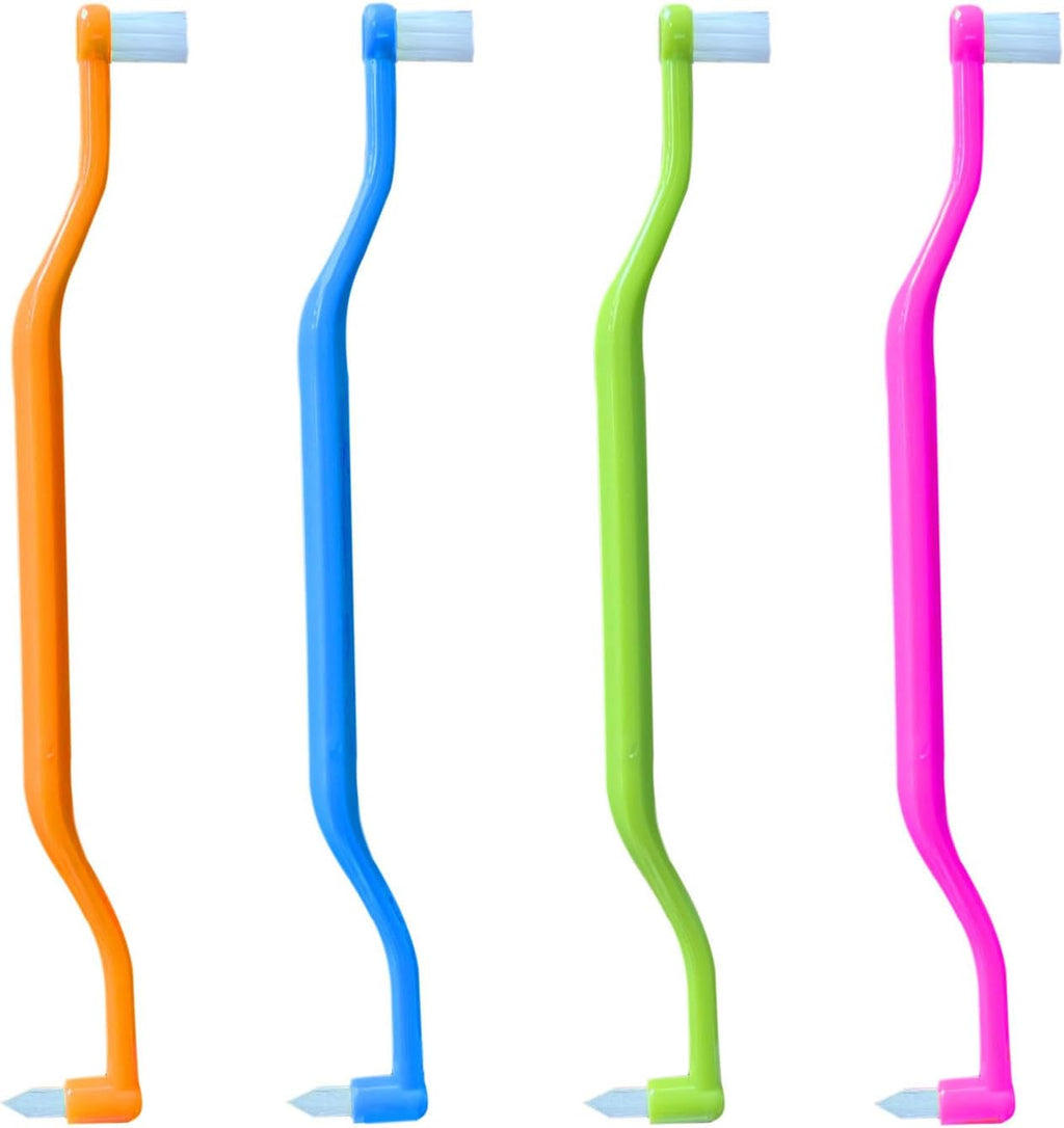FRUTA Orthodontic Toothbrush 4pcs Tiny Tuft Toothbrush Two in One Double Head Interdental Interspace Brush Braces Wisdom Teeth Detail Cleaning Brush(A)