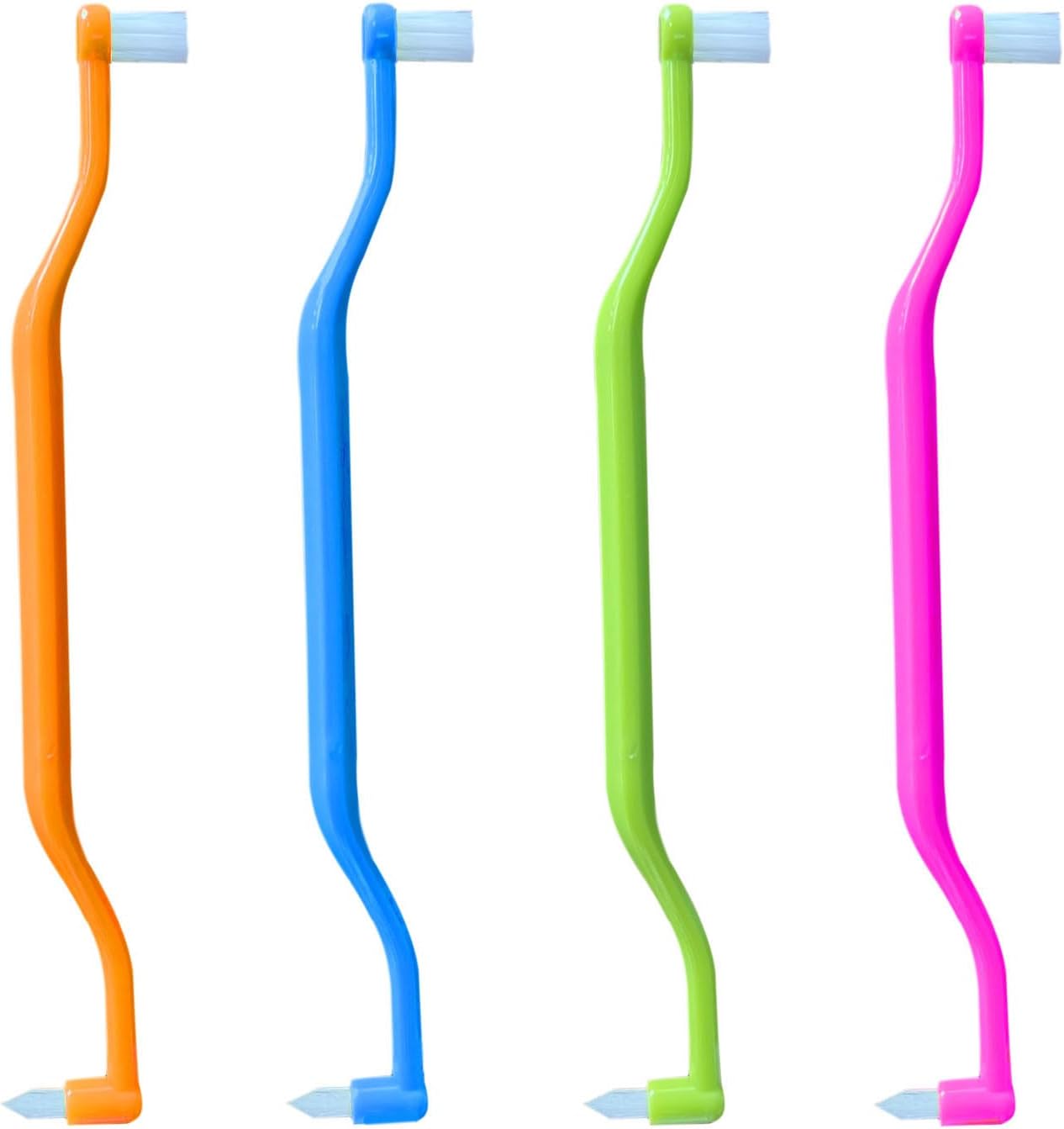 FRUTA Orthodontic Toothbrush 4pcs Tiny Tuft Toothbrush Two in One Double Head Interdental Interspace Brush Braces Wisdom Teeth Detail Cleaning Brush(A)