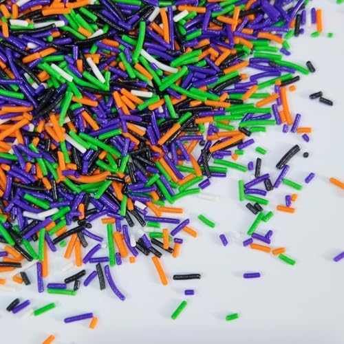 Halloween Sprinkles Mix 4.6 oz (130g) - Edible Orange, Black, Purple, Green and White Jimmies for Baking, Cookies, Cupcakes, Ice Cream Decorating - Spooky Halloween Sprinkles Holiday Party Supplies