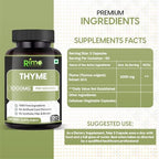 Thyme Herbal Supplement Vegetarian Capsules (Thymus Vulgaris) Dried Leaf (120 Capsules) 1000mg Per Serving