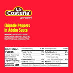 La Costeña Chipotle Peppers in Adobo Sauce - Smoked Spicy Peppers Chipotle in Adobo Sauce - Mexican Food, Taco, Enchiladas & Salsa - Hot Pickled Vegetables - 7oz, 6 Pack Canned Vegetables