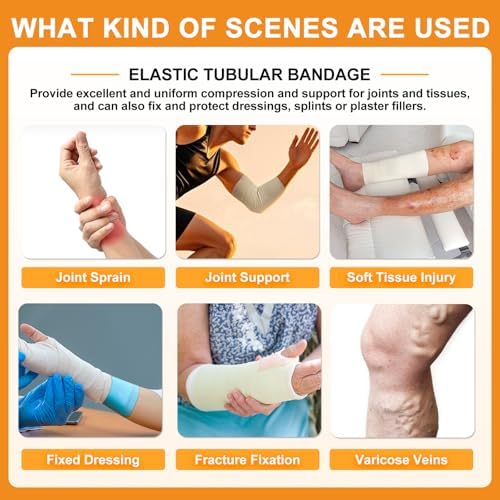 Carbou Elasticated Tubular Support Bandage 3" x 11 yd (Size D), Soft Stockinette Tubing for Legs, Arms, Knees, Thighs, Reusable Compression Support Bandage Roll for Joint Tissue
