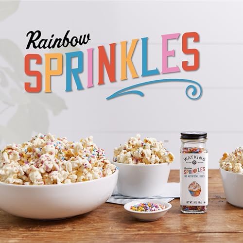 Watkins Rainbow Decorating Sprinkles, No Artificial Dyes, Kosher, 3.4 Ounce Jar, 1-Pack
