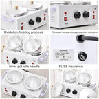 1.2L Double Portable Wax Warmer Machine for Painless Hair Removal, Women Men Professional Wax Heater with Adjustable Temperature Set, 40pcs Sticks