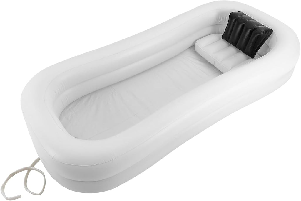 Medical Inflatable Bathtub, PVC Portable Shower Bathtub With Electric Air Pump & Water Bag, Double Design Shower Bed Assistive Aid W/ 2 Pillows For Adults, Elder, Pregnant,Bedridden Patients