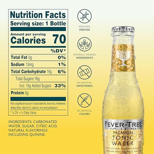 Fever-Tree Premium Tonic Water, Indian, 163.2 Fl Oz (Pack of 24)