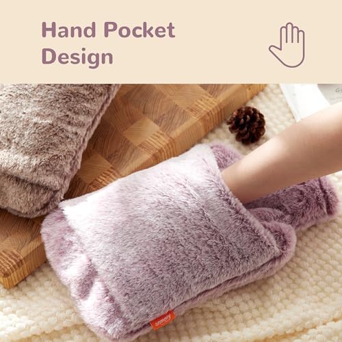 samply Hot Water Bottle with Cover - 2L Hot Water Bag with Hand Pocket, for Hand Feet Warmer, Pink