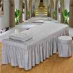 3pcs Set Beauty Salon Massage Table Bed Sheet Skirt SPA Bedspread Full Cover with Pillowcase, Stool Cover… (180 * 60,Gray)