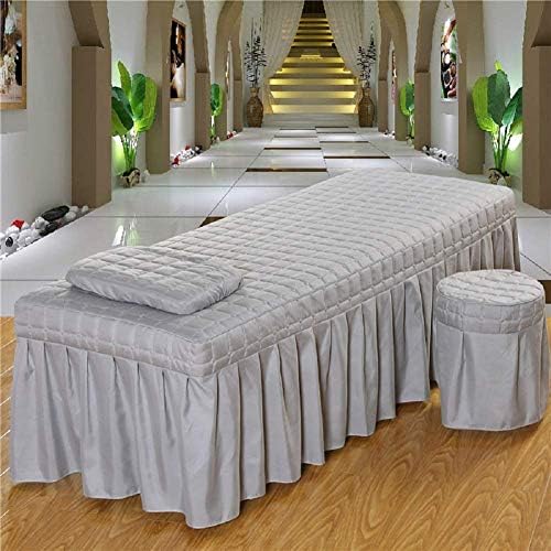 3pcs Set Beauty Salon Massage Table Bed Sheet Skirt SPA Bedspread Full Cover with Pillowcase, Stool Cover… (180 * 60,Gray)