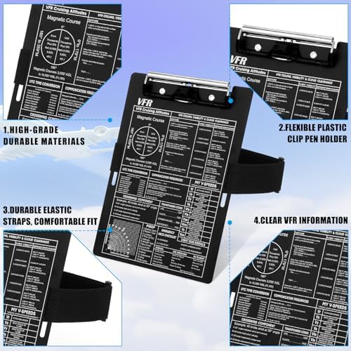 Feifeiya Aluminum Pilot Kneeboard Vfr Aviation Knee Boards Notepad Pilot Writing Board with Pen Holder and Elastic Strap for Pilots Writing Gifts(9.61 x 6.42 Inch,Black)