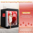 KASUE Upgraded 2 Person Sauna Box, Portable Infrared Sauna with 5-Layer Waterproof, 2 Steamers, 2 Folding Chair, 71”x 36”x 49” for Indoor, Outdoor, Gym, Spa, Carbon Black