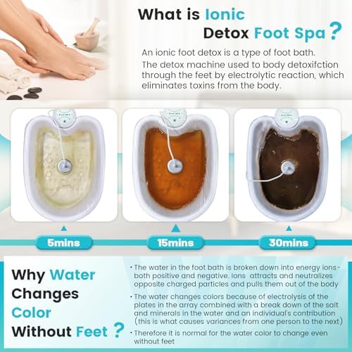 Ionic Detox Foot Bath Machine, Personal Ionic Foot Cleanse Ionic Foot Bath SPA Machine Foot Detox System for Home Beauty Salon Spa with Basin, 100 Liners