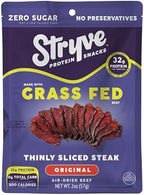 Stryve Protein Snacks - Better Than Jerky Steak - Grassfed Beef Biltong | 32g Protein, Sugar Free, Zero Carbs, Gluten Free, Dairy Free, Keto & Paleo Friendly | Original, Pack Of 4