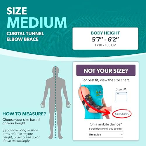 BraceAbility Cubital Tunnel Syndrome Elbow Brace | Splint to Treat Pain from Ulnar Nerve Entrapment, Hyperextended Elbow Prevention and Post Surgery Arm Immobilizer - M (MEDIUM/LARGE)