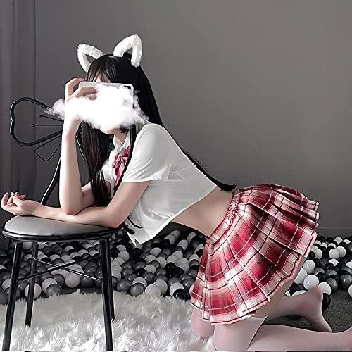 SINGUYUN Japanese School Girls Uniform lattice Pleated Skirt Anime Cosplay Lingerie JK Costume Sexy With Socks