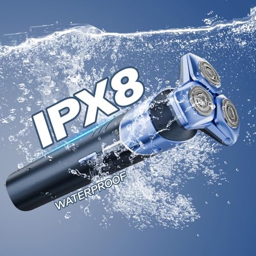 Electric Razor for Men: 3-in-1 Shaver with Hair Clipper and Nose Hair Trimmer, 10000 RPM High Speed Motor, Vivid Blue