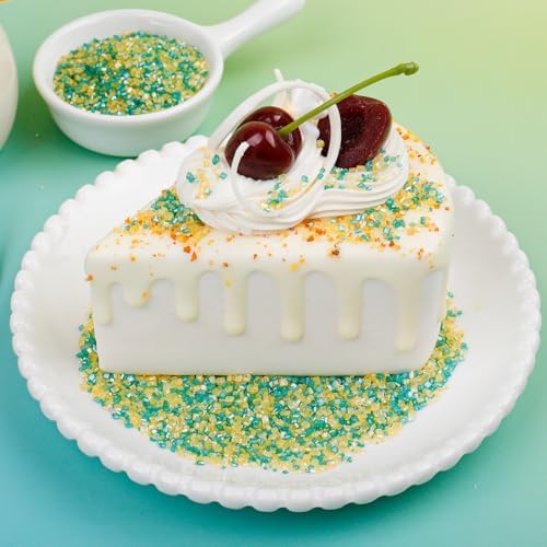 St Patricks Day Sanding Sugar Sprinkles, 4.6 oz Green and Yellow Spring Sprinkles, Edible Sparkling Sugar Crystals for Baking Topping, Cupcakes, Cookies, Ice Cream & Cake Decorating