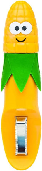 Joie Corn Cob Stripper, Durable Stainless Steel Blades, Secure Contoured Grip, Compact Peeler Cuts in Both Directions to Remove Kernels, Cute Kitchen Gadget, Great Canning Tool