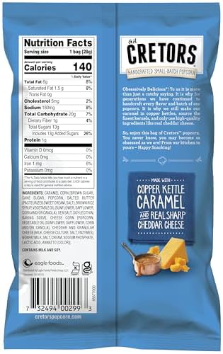 G.H. Cretors Cheese & Caramel Popcorn Mix (1 oz Bags – 40 Pack) Handcrafted Small Batch Popcorn, Gluten Free, Kosher, No Artificial Preservatives, Convenient Individual Bags