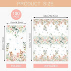 100pcs Easter Bunny Floral Guest Napkins Rabbit Flowers Spring Seasonal Disposable Paper Dinner Hand Napkin Towel for Home Kitchen Bathroom Powder Room Holiday Party Decorative Towels