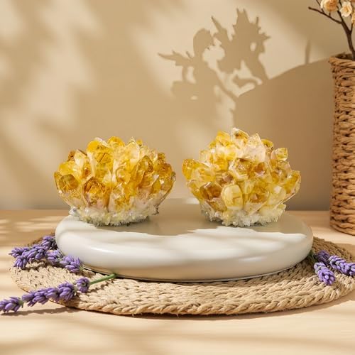 Citrine Crystal Cluster Large Quartz Crystal Formation- Large Yellow Crystal for Positive Energy Authentic Citrine Stone - Citrine Stone Crystal Clusters for Healing