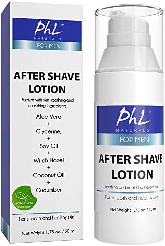 PHL Naturals Unscented Aftershave for Men – Fragrance-Free, Alcohol-Free After Shave Lotion for Sensitive Skin – Soothes, Prevents Razor Burn, Moisturizes – 1.75 oz