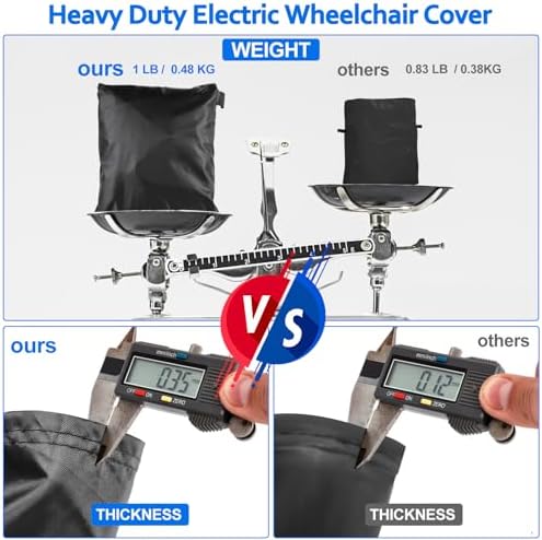 Electric Wheelchairs Cover Waterproof,420D Heavy Duty Wheelchair Cover with Air Vent,Waterproof Strip,Reflective Handle,Outdoor Protective Cover for Travel & Shower Power Wheelchair,Mobility Scooter
