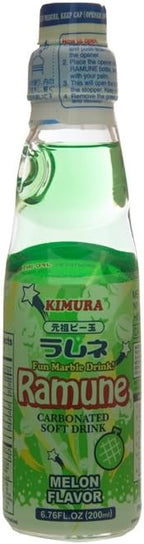 Kimura Ramune Japanese Marble Melon 6.76 Ounce Bottle