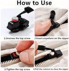 Universal Zipper Repairer,9pcs，Black Fix Zip Puller,Mini Adjustable Restorer,Zip Slider Repair Instant Kit,Zipper Repair Replacement Head for Coats, Jacket, Luggage