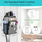 Crutch Accessories Bag Pouch, Water-Resistant Premium Zipper Pouch with Drink Holder, Lightweight Crutches Caddy Storage Tote Crutch Purse for Adults Men, Women
