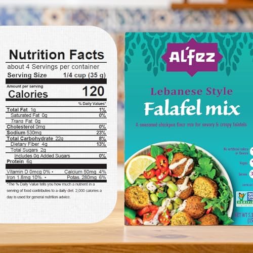 Al’Fez Lebanese Style Falafel Mix - 5.3oz (Pack of 1) - Chickpea Flour & Spice Blend for Crispy Falafels - Vegan, Quick & Easy Preparation - Perfect for Pita Wraps, Salad Bowls, Mezze Plates & More