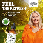 Wild & Organic Green Tea Extract Liquid Drops - Antioxidant Support - Pure Green Tea Supplement - 84-Day Supply - Vegan, Sugar & Alcohol-Free Camellia Sinensis Tincture - 4 fl oz