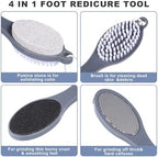 3 Pcs Foot Brush for Shower, 4 in 1 Foot Scrub Brush with Pumice Stone, Feet Rasp and Sandpaper, Exfoliator Tool for Feet Dead Skin Remover (Grey)