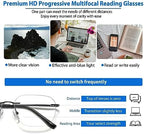 K.LAVER Photochromic Multifocus Progressive Rimless Reading Glasses Men Women Anti Blue Light Transition Multifocal Readers