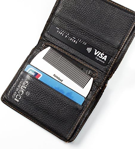 Airisland Dual Action Stainless Steel EDC Credit Card Size Wallet Comb - Anti-Static Hair and Beard Comb for Men