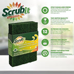 Scouring Pads - Heavy Duty Household Cleaning Scrubber with Non-Scratch Anti-Grease Technology - Reusable Scrubbing Pads - Green, 12 Pack