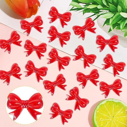 30 PCS Bow Cupcake Toppers Bowknot Cake Toppers Bow Girls Birthday Cake Decorations Bow Cake Dessert Picks Bowknot Cupcake Picks for Baby Shower Birthday Wedding Bridal Engagement Party Supplies Red