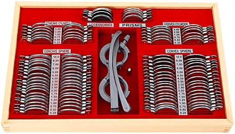 104 pcs/set Optical Trial Lens Set, Aluminum Case Trial Frame, Metal Rim Optometry Test Kit