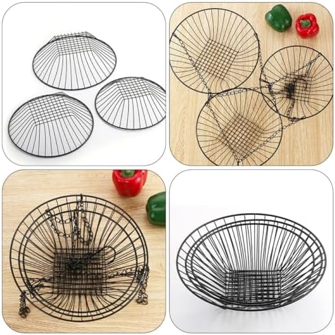 Ipetboom Iron Art Hanging Basket Three-layer Foldable Hollow Fruit Basket Black Snack Storage Organizer for Kitchen and Home
