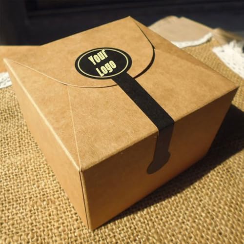 200 Pack Custom Adhesive Striped Seal Labels– Personalized Baking Label Stickers for Cake, Lollipop, Gift Box, DIY Baking, Artisan Bakery, and Business Logo Packaging