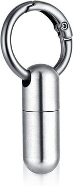 Ptwola Small Pill Case Keychain Tiny Portable Carabiner Clip Pill Holder Bottle Micro Waterproof Metal Pill Container Mini Emergency Medicine Organizer for Outdoor Camping Travel Purse