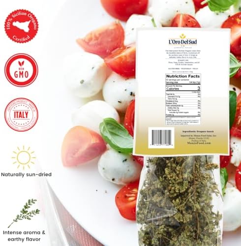 Oregano, Dried Sicilian Oregano on the Stem, Product of Italy, 1.4 oz (40 g), All Natural, Non-GMO, Product of Italy, L'Oro del Sud
